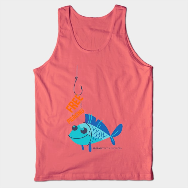 Smiling FISH - Free PIERCING funny ClipArt Tank Top by EDDArt